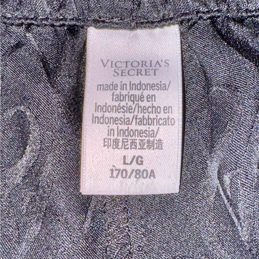 Victoria's Secret Black Satin Pajama Set with Pink Trim size L - Picture 5 of 9